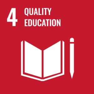 SDG logo with text: Quality education