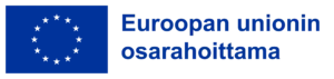 Sininen logo, jossa on EU-lippu ja teksti: Euroopan unionin osarahoittama.