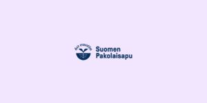 Kuvassa on Pakolaisavun sininen juhlavuoden logo, jossa Lukee Suomen Pakolaisapu 60 vuotta. Kuvan tausta on laventelin värinen.