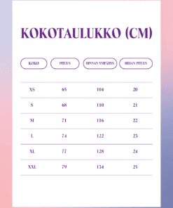 Stay Kind -t-paidan kokotaulukko