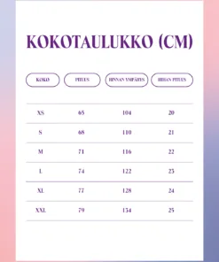 Stay Kind -t-paidan kokotaulukko
